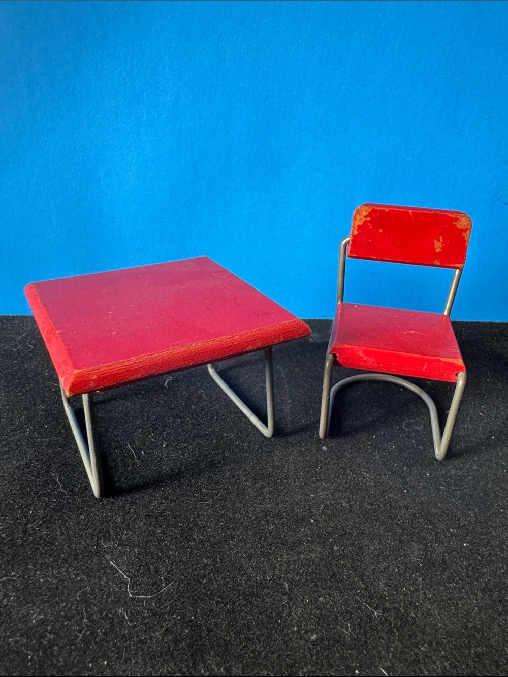 Vintage Kage Red Kids Toy Chair and Table Set - Classic Playroom Furniture (MCM)